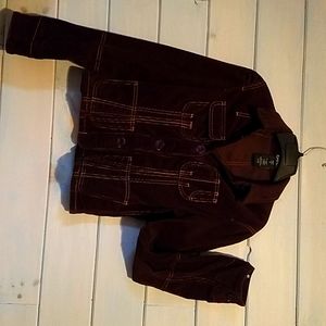Corduroy brown with lighter/contrast stitching jacket.